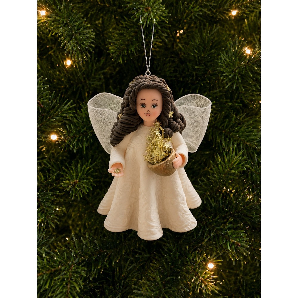 Kneeded Angels Twinkle Christmas Ornament Carol A Graziano Handcrafted Angel